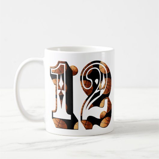Basketball Nummer 12 Bild Logo, Kaffeetasse (Links)