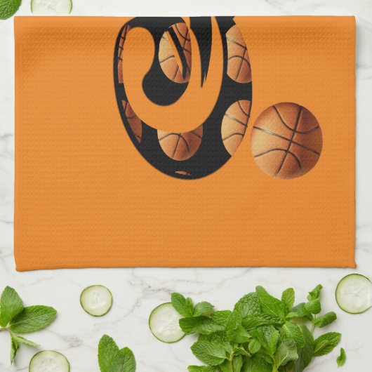 Basketball Nummer drei, Geschirrtuch (Gefaltet)