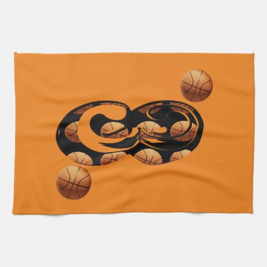 Basketball Nummer drei, Geschirrtuch (Horizontal)
