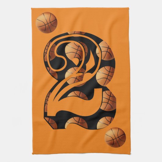 Basketball Nummer zwei, Geschirrtuch (Vertikal)