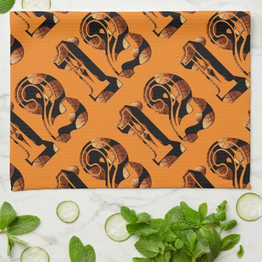 Basketball Nummer Zwölf Geschirrtuch (Gefaltet)