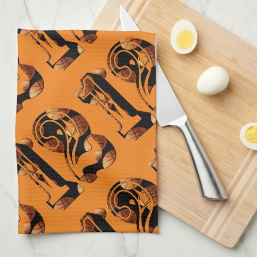 Basketball Nummer Zwölf Geschirrtuch (Viertel Falte)