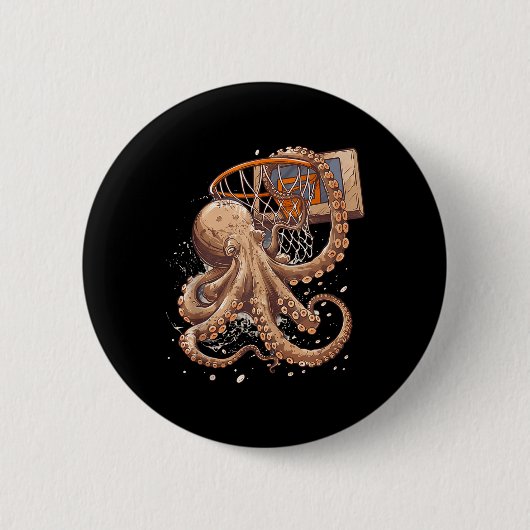 Basketball Octopus Artwork Slam Dunk Basketball Pl Button (Vorderseite)