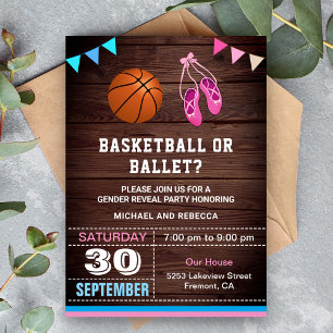 Basketball oder Ballett Geschlechtsenthüllungsfeie Einladung
