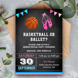 Basketball oder Ballett Geschlechtsenthüllungsfeie Einladung