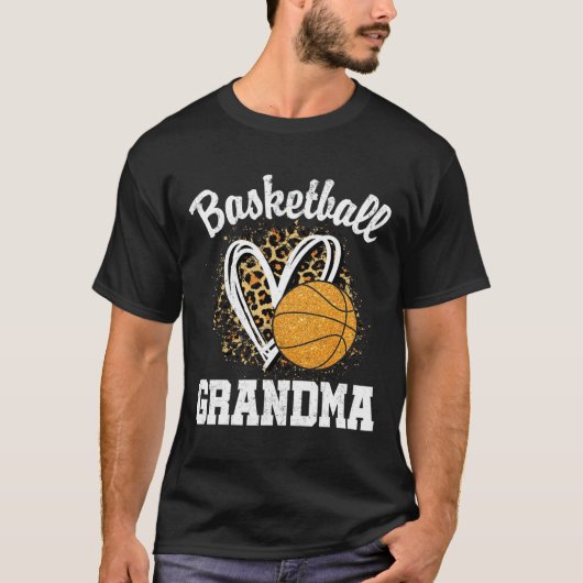 Basketball Oma Leopard Herz T-Shirt (Vorderseite)