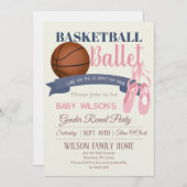 Basketball or Ballet Gender Reveal Party Einladung (Vorne/Hinten)