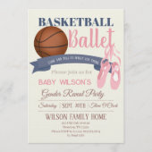 Basketball or Ballet Gender Reveal Party Einladung (Vorderseite)