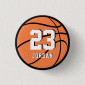 Basketball Orange Ball Benutzerdefinierter Name & Button (Vorderseite)