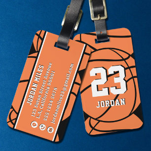 Basketball Orange Ball Benutzername & Trikotnummer Gepäckanhänger