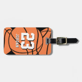 Basketball Orange Ball Custom Name & Jersey Number Gepäckanhänger (Vorderseite horizontal)