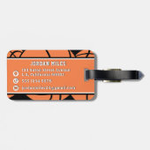 Basketball Orange Ball Custom Name & Jersey Number Gepäckanhänger (Rückseite horizontal)