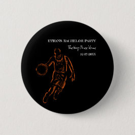 Basketball Orange Black Bachelor / Geburtstagspart Button