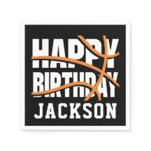Basketball Orange Black Happy Birthday Party
