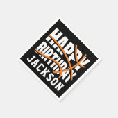 Basketball Orange Black Happy Birthday Party Serviette (Ecke)