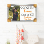 Basketball Orange & Black One Foto Abschluss Banner (Insitu)