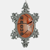 Basketball | Orange Brown | Personalisieren Schneeflocken Zinn-Ornament (Links)
