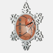 Basketball | Orange Brown | Personalisieren Schneeflocken Zinn-Ornament (Rechts)