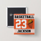 Basketball Orange & White Streifen | DIY Text Button (Vorne & Hinten)