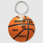 Basketball-orangefarbener Schlüsselanhänger mit Na (Vorderseite)