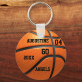 Basketball-orangefarbener Schlüsselanhänger mit Na (Vorderseite)
