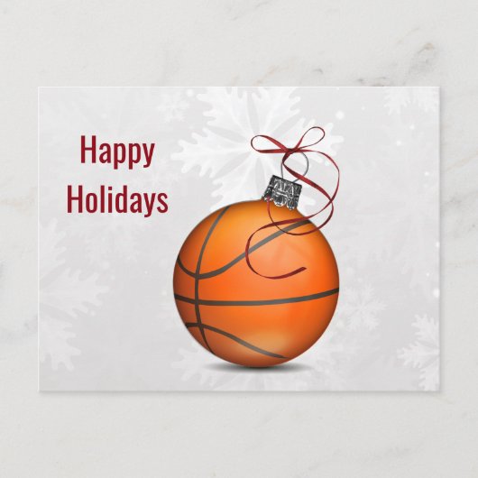Basketball-Ornament Weihnachtskarten Feiertagspostkarte (Vorderseite)
