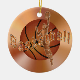 Basketball-Ornamente. Vintage Basketball & Spieler Keramikornament
