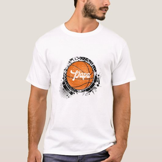 Basketball Papa Vintag Basketballfamilie Matching T-Shirt (Vorderseite)