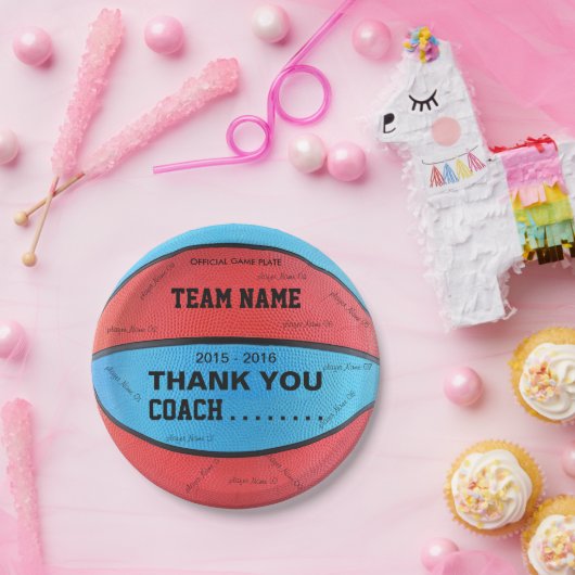 BASKETBALL-PAPIERTeller blaues L rote Querstation Pappteller (Party)