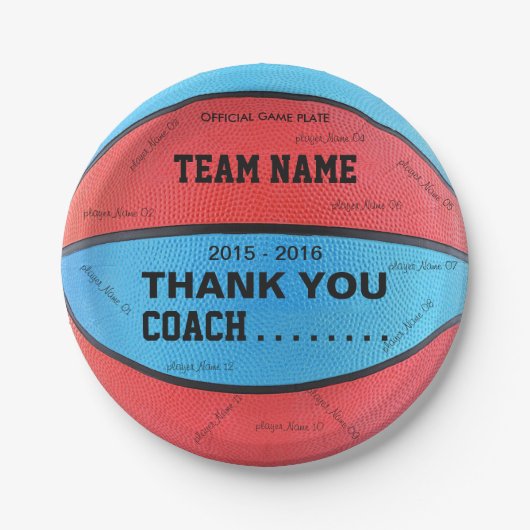 BASKETBALL-PAPIERTeller blaues L rote Querstation Pappteller (Vorderseite)