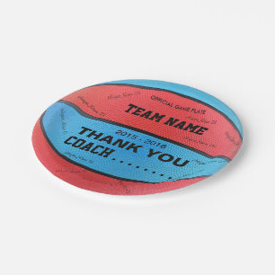 BASKETBALL-PAPIERTeller blaues L rote Querstation Pappteller