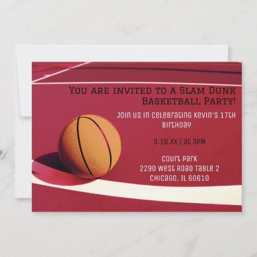 Basketball-Party Einladung (Vorderseite)