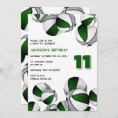 Basketball-Party in grün-grauem Teamfarben Einladung (Vorne/Hinten)