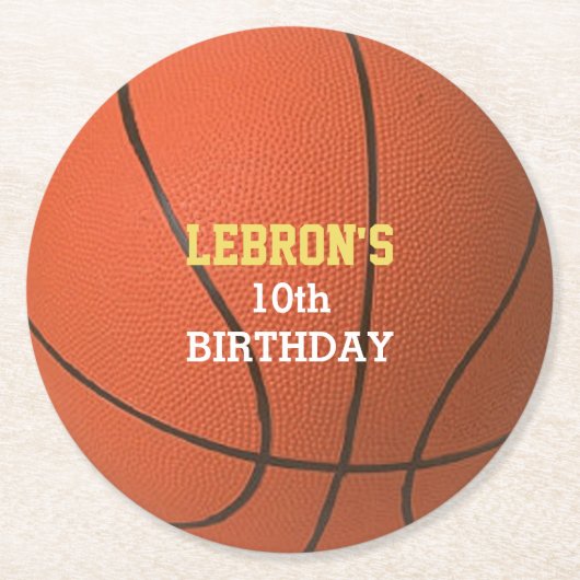 Basketball Party Runder Pappuntersetzer (Vorderseite)