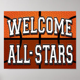 Basketball Party WILLKOMMEN ALLE STERNE signieren Poster