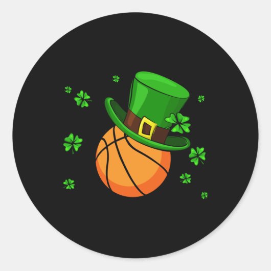 Basketball Patrick's Day Hat Runder Aufkleber (Vorderseite)