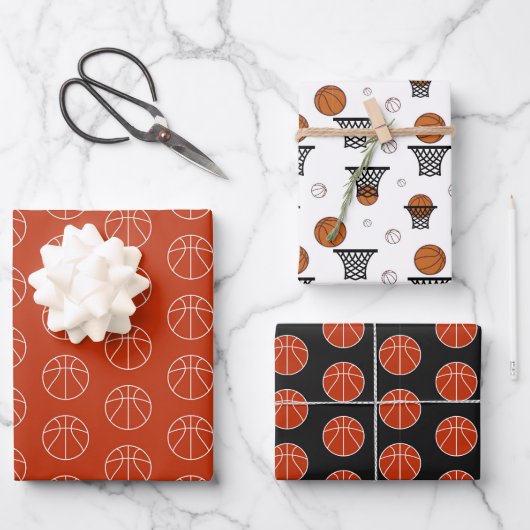 Basketball Patterns Trio Geschenkpapier Set (Vorderseite)
