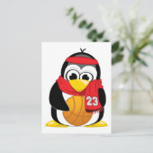 Basketball Penguin Scarf Postkarte (Stehend Vorderseite)