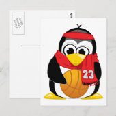 Basketball Penguin Scarf Postkarte (Vorne/Hinten)