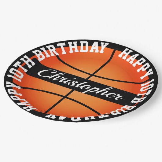 Basketball Personalisiert Geburtstag Pappteller (Schrägansicht)