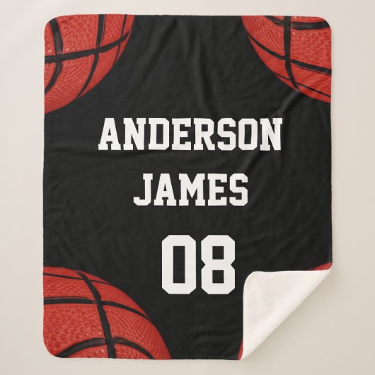 Basketball Personalisiert mit Name und Nummer Sherpadecke (Vorderseite)
