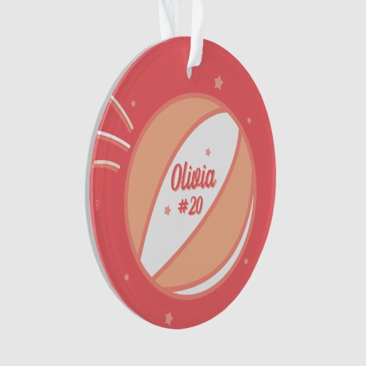 Basketball Personalisiert Name Nummer Ornament (Vorderseite)