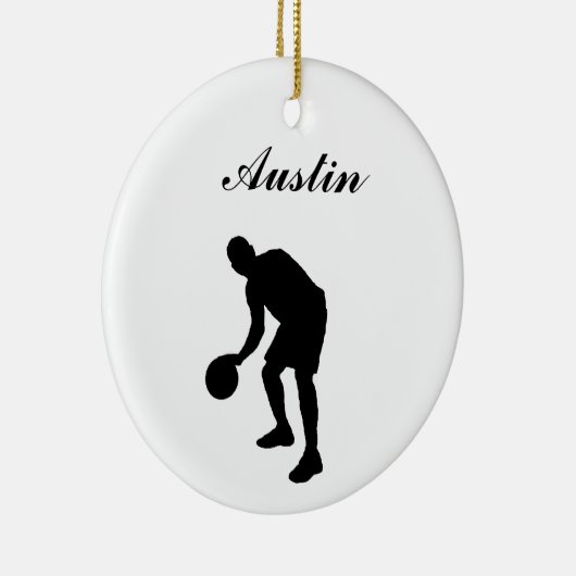 Basketball-personalisierte Weihnachtsverzierung Keramikornament (Rechts)
