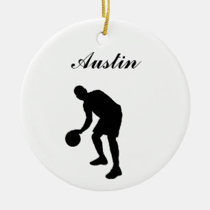 Basketball-personalisierte Weihnachtsverzierung Keramikornament