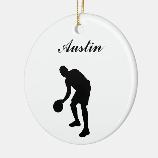 Basketball-personalisierte Weihnachtsverzierung Keramikornament (Links)