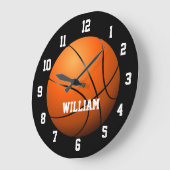 Basketball Personalisierter Individuelle Name Große Wanduhr (Winkel)