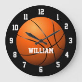 Basketball Personalisierter Individuelle Name Große Wanduhr (Vorderseite)