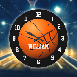 Basketball Personalisierter Individuelle Name Große Wanduhr