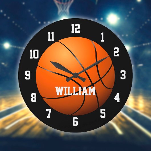 Basketball Personalisierter Individuelle Name Große Wanduhr