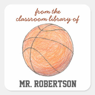 Basketball personalisierter Lehrer Geschenk Buchze Quadratischer Aufkleber